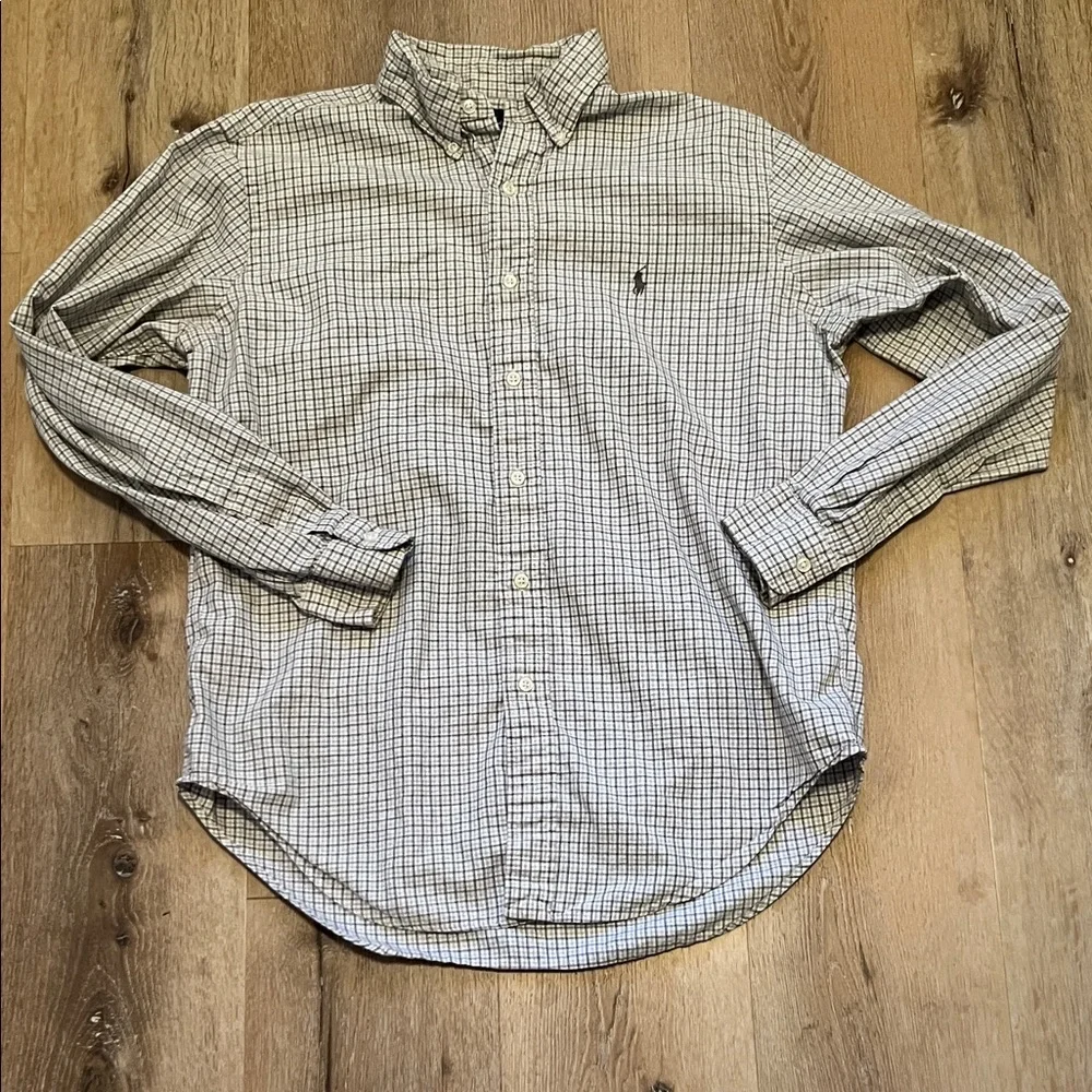 Polo Long Sleeve Men's Checkered button Up Shirt Medium